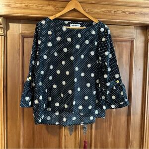 Hippocampe Floral Navy Blue Women's Top Sz 44 made in France